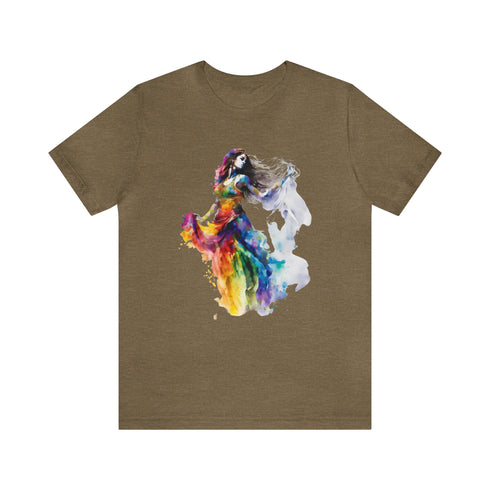 Rainbow Belly Dancer's Pose - Short Sleeve Tee Heather Olive